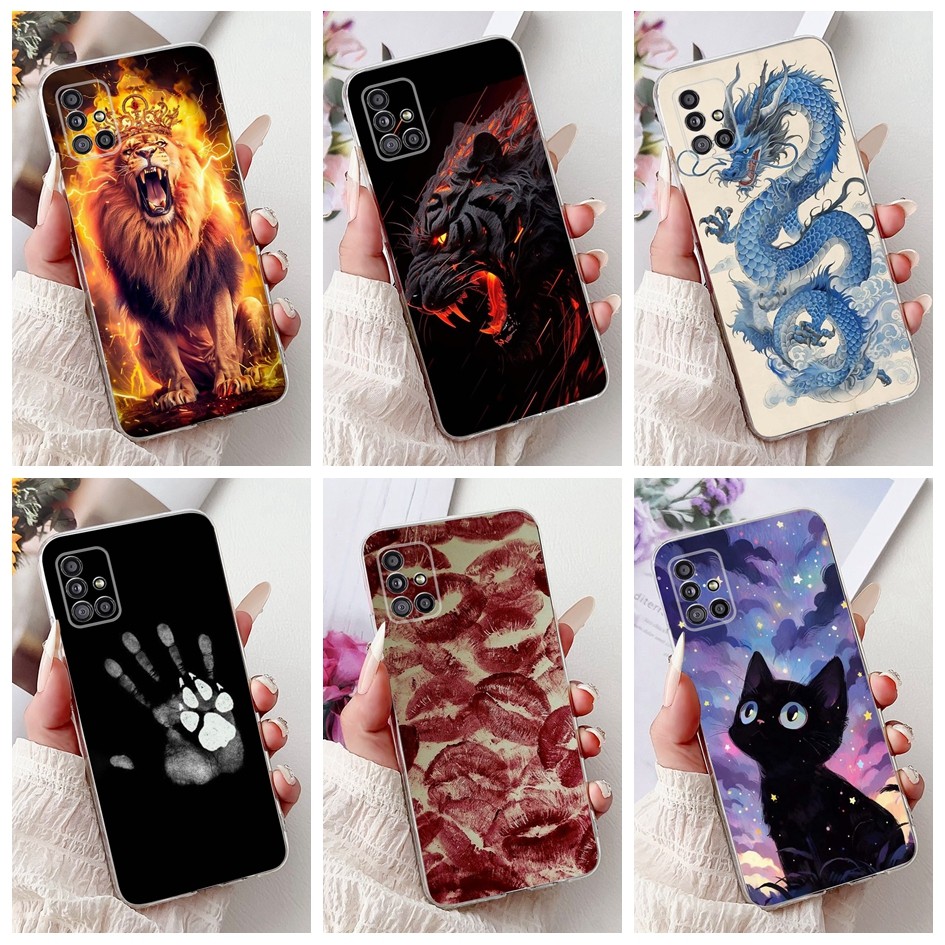 ปลอกอ่อนสําหรับ Samsung Galaxy A51 4G SM-A515F ฝาครอบ Cool Tiger เสือดาวการ์ตูนกันชนกันกระแทกสําหรับ Samsung A51 5G SM-A516B กรณี