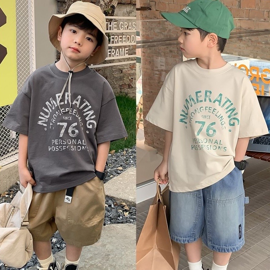 (จัดส่งตลอด 24 ชั่วโมง)เสื้อยืดแขนสั้นลําลอง ผ้าฝ้ายแท้ แฟชั่นฤดูร้อน สําหรับเด็กผู้ชาย เสื้อ Cool Boy