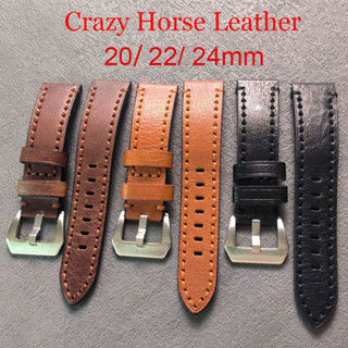 วินเทจสายนาฬิกาหนังแท้20มิลลิเมตร22มิลลิเมตร24มิลลิเมตรบ้าม้…