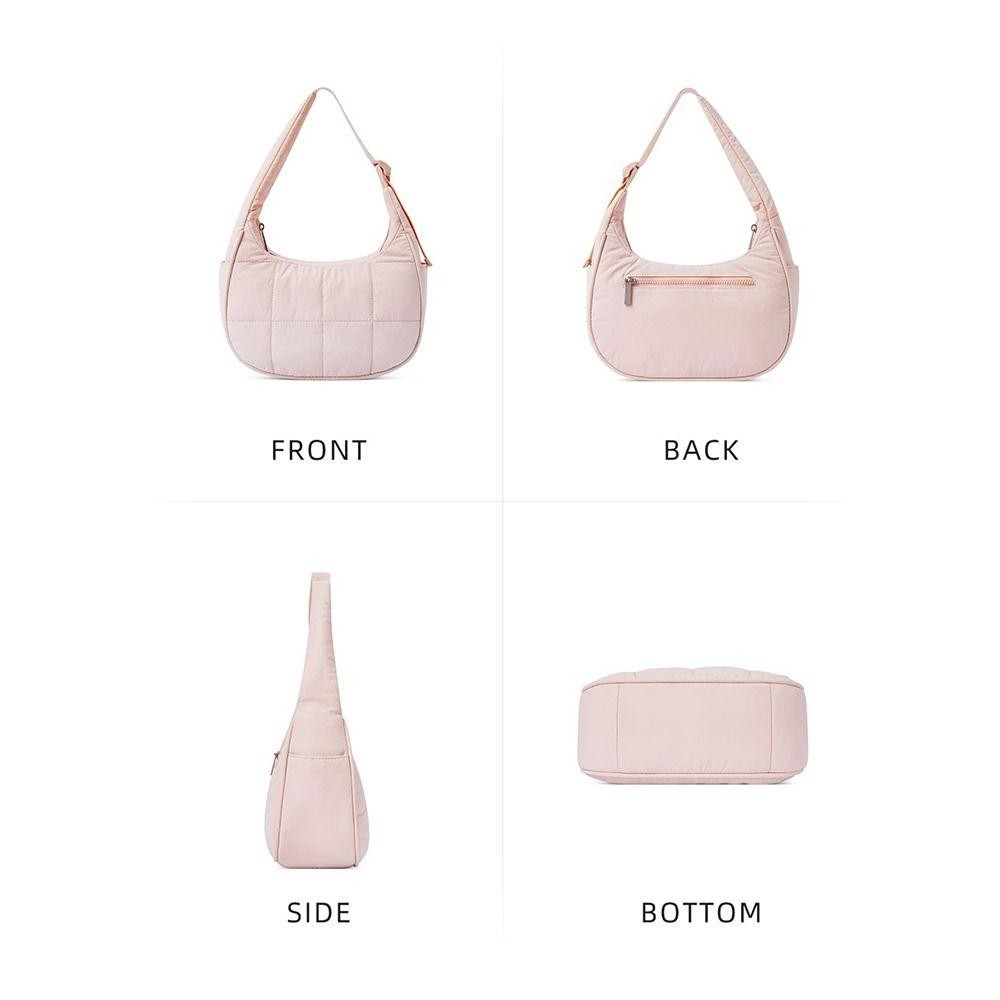 BEBETTKISS กระเป๋าใต้วงแขน, กันน้ําพร้อมกระเป๋าถือสายรัดปรับได้, Hot Puffy Quilted Nylon กระเป๋าสะพายผู้หญิงสาว