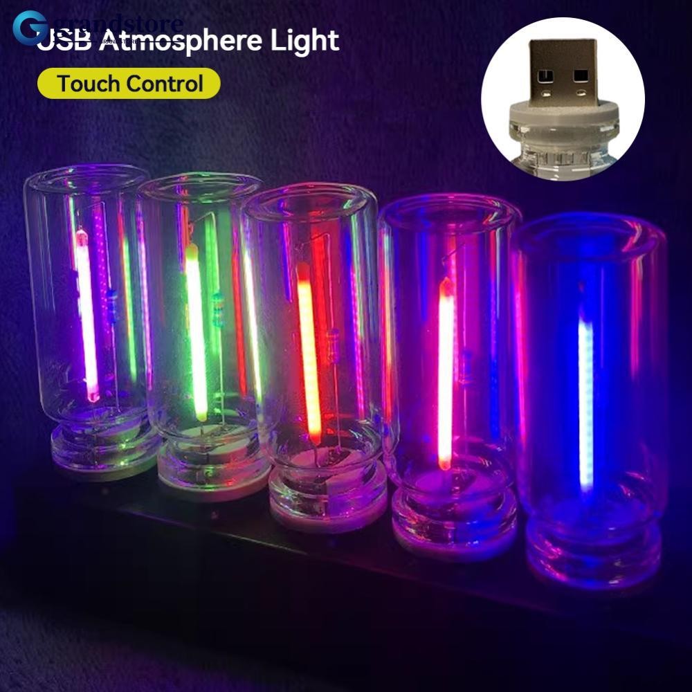 GRS 1pc Touch Control รถ USB LED Light บรรยากาศหลอดไฟไส้โคมไฟ LED Filament Night ตกแต่ง