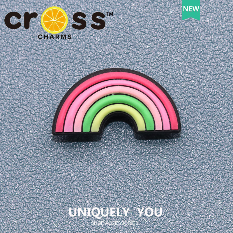 JIBBITZ cross charms ตัวติดรองเท้า Rainbow หัวใจผีเสื้อ ตัวติดรองเท้า cross