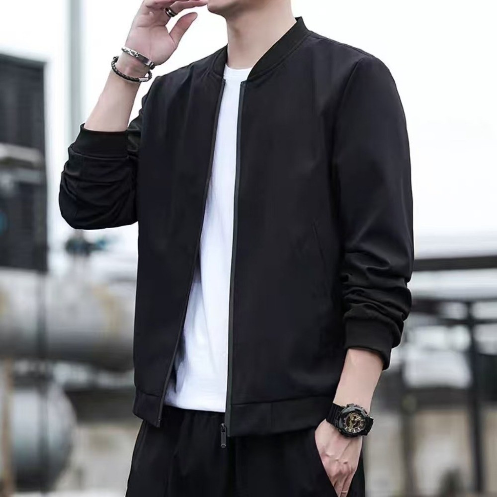 เสื้อแจ็คเก็ตบอมเบอร์น้ำหนักเบา ดีไซน์เรียบง่าย ใส่ได้ทั้งผู้ชายและผู้หญิง เทรนด์ฤดูใบไม้ร่วงฤดูหนาว แมตช์ได้ทุกลุค ไอเทมที่ต้องมี