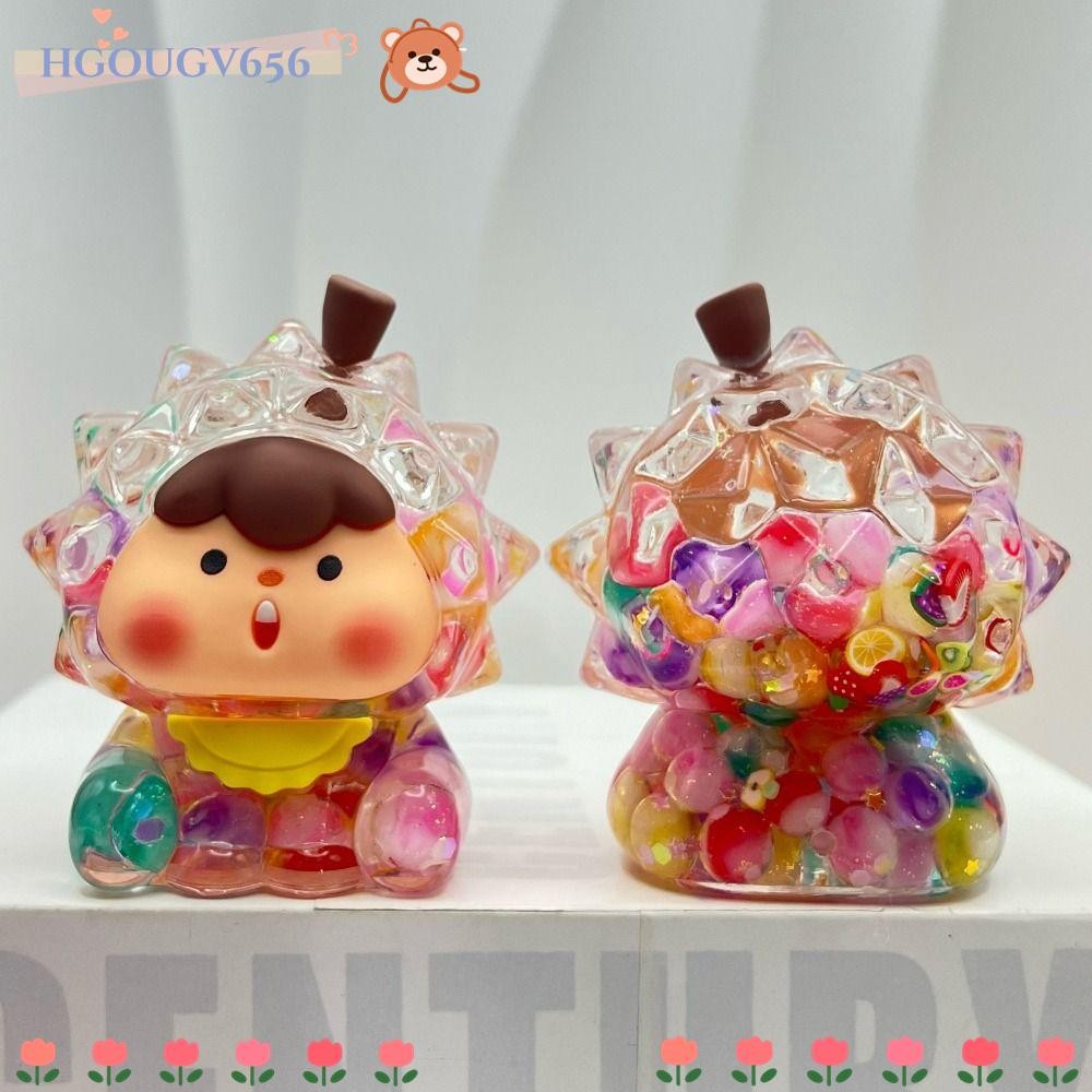 Hgougv656 การตกแต่งขวดทรายดูด, ของเล่นแวววาวเหลวทุเรียนเครื่องประดับขนาดเล็ก, เรืองแสงในผลไม้สีเข้มเดสก์ท็อปหัตถกรรมตกแต่ง