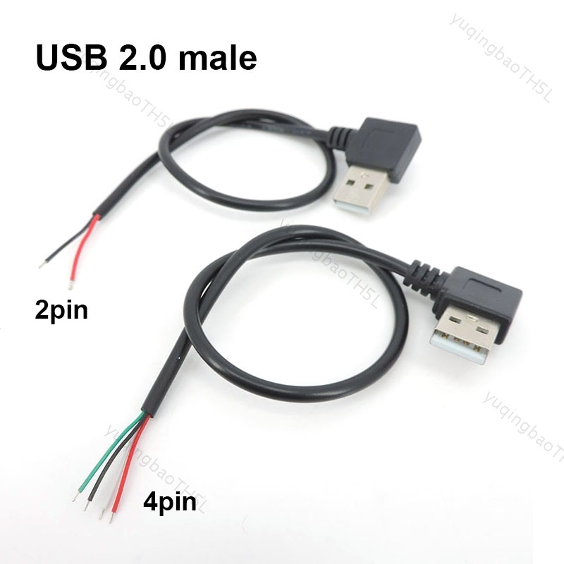 30 ซม.5V USB 2.0 2 4 ขา diy ชายปลั๊กแจ็คขวา angel ข้อศอก Connector Power Charge สายไฟอะแดปเตอร์ TH5L