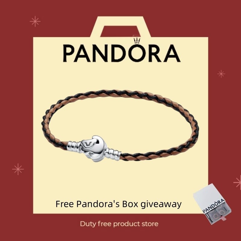 สร้อยข้อมือหนังถัก Pan dora 100% เงิน 925 ชุดของขวัญคู่รักจากดิสนีย์เดอะไลออนคิง 593361 ซี01