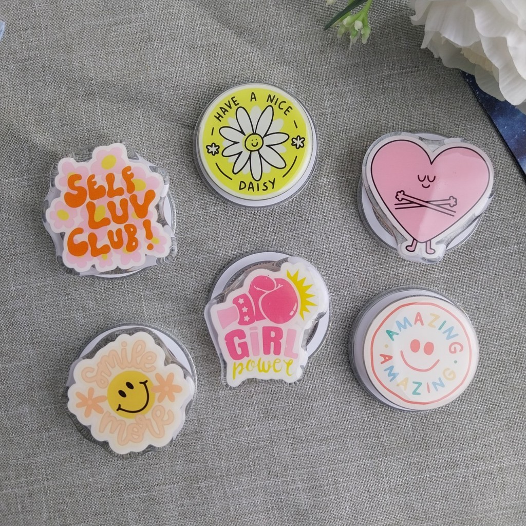Griptok Acrylic ลาย nice daisy การ์ตูนติดหลังมือถือ ฐานแม่เหล็ก