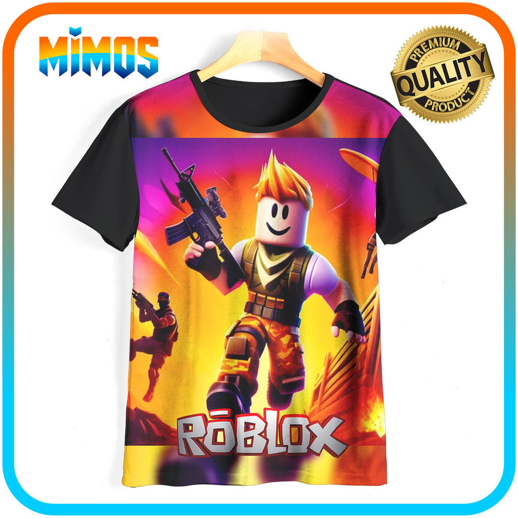 Roblox เกมเสื้อยืด RBX-0301 ชายหญิงเสื้อยืดอายุ 1 - 12 ปี 3D ภาพยนตร์เกมเสื้อยืด | ผักกระเฉด