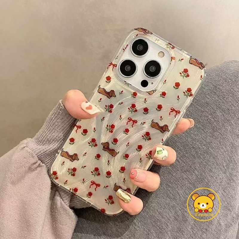 การ์ตูน Dachshund Glitter เคสโทรศัพท์สําหรับ Vivo Y300 Y200 Y200E Y100 Y19s Y28 Y58 Y38 Y18 Y18s Y18E Y18T Y03 Y03 Y28S Y75 Y55 5G ปลอกลูกสุนัขน่ารัก