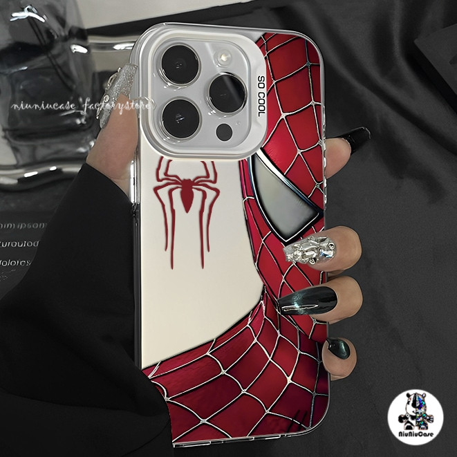 สไปเดอร์แมน เคสไอโฟนหรูหราไฮโซ For IPhone 11 13 12 14 15 16 Pro 8P 7 P X XR XS Max SE เคสโทรศัพท์ กันกระแทก ป้องกันการตก