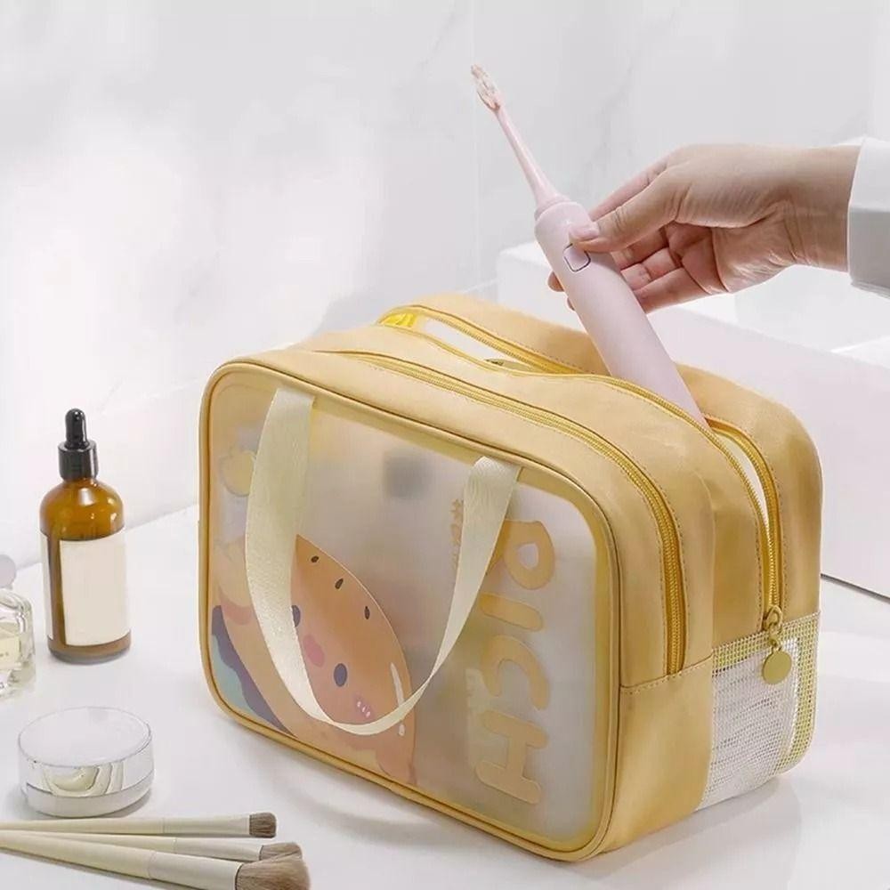 UUMIR กระเป๋าเครื่องสำอางการ์ตูน กระเป๋าเก็บของแบบใส ความจุขนาดใหญ่ กระเป๋าชายหาด PVC มีซิป กันน้ำ - รูปที่ 3