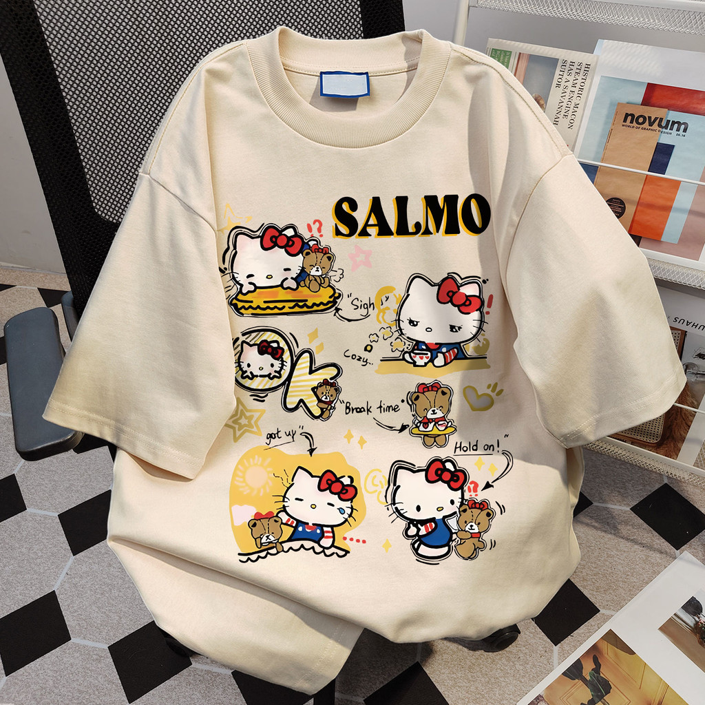 COD (จัดส่งในกรุงเทพฯ) MAO Shop เสื้อยืดผ้าคอตตอน oversize ลายการ์ตูนน่ารักหลวม เหมาะสำหรับผู้หญิงและนักเรียน
