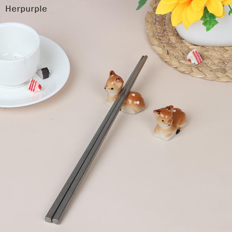Herpurple ตะเกียบเซรามิกกวางซิก้าน่ารักสําหรับของใช้ประจําวันชั้นวางตะเกียบที่วางตะเกียบ TH