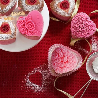 [WillbehotT] 1 PC Heart Rose Shape ซิลิโคน Sugarcraft แม่พิมพ์ Cupcake เบเกอรี่ Mould DIY Handmade สบู่ Fondant เค้กตกแต่งเครื่องมือ [ใหม่]