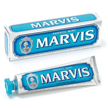❤️ไม่แท้คืนเงิน❤️Marvis Aquatic Mint Toothpaste 75ml. (หลอดสีฟ้า/น้ำเงิน) สูตรหอมสดชื่น