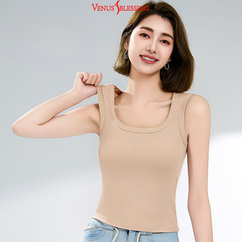 S-3XL พลัสไซซ์ เสื้อกล้ามสายเดี่ยวพร้อมเบาะหน้าอกบูรณาการ ไม่มีรอยต่อ สลิม핏 สำหรับผู้หญิง