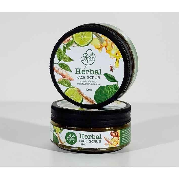 เฮอร์เบิลเฟซสครับ Herbal Face Scrub สำหรับผิวหน้า 100g. มาลีมีน่า สครับหน้า