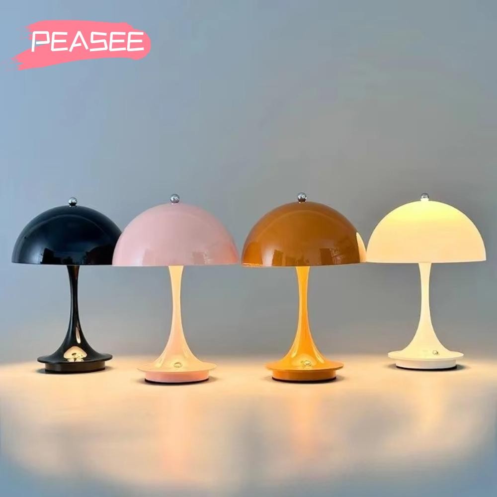 [PEASEE] โคมไฟตั้งโต๊ะ LED เห็ด, โคมไฟตั้งโต๊ะ LED เห็ดไร้สายแบบชาร์จ USB, ไฟในร่มแบบสัมผัสแบบพกพาสําหรับกาแฟบาร์โรงแรม