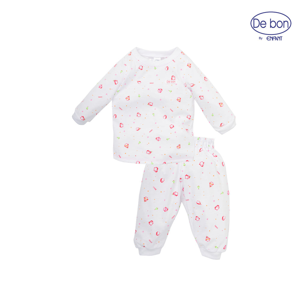 DE BON ชุดแขนยาวเด็กเล็กสำหรับ3เดือน-2ขวบ ลายเพนกวิน EI1AU1