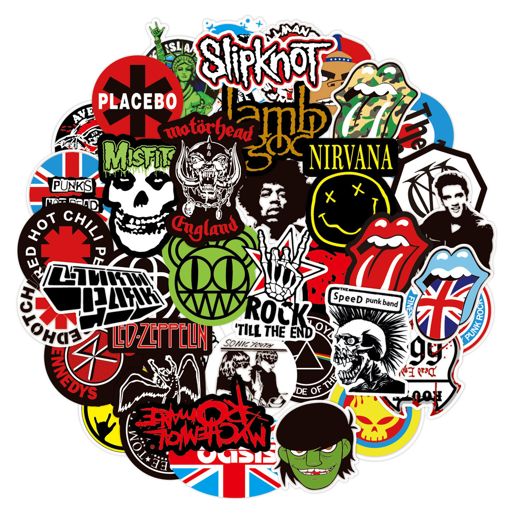 100 ชิ้น Rock N Roll Bands สติ๊กเกอร์ PVC กันน้ํา