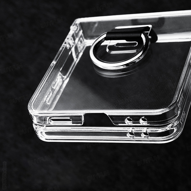 transparent shell with ring For Samsung Galaxy Z Flip 7 5G ZFlip7 zFlip Flip7 Casing whit hinge ราคา ถูกที่สุด ดีลบีเคเค แกลเลอรีภาพที่ 3