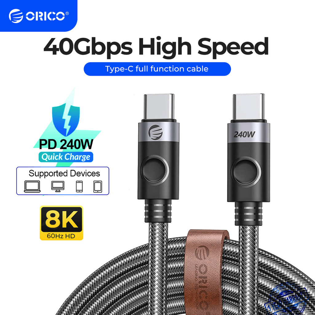 ORICO 240W สาย USB4 Type C รองรับการชาร์จอย่างรวดเร็ว 40Gbps เข้ากันได้กับ Huawei Nintendo Switch Samsung Galaxy iPhone 15 iPad MacBook (CC240)