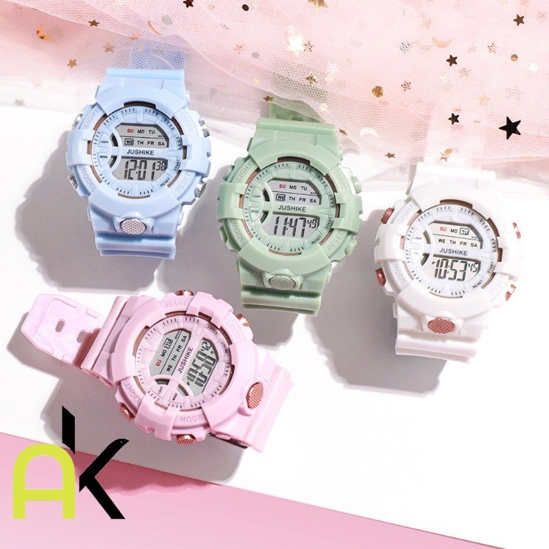 AK นาฬิกาข้อมือสปอร์ต สีมาการอง กันน้ํา สไตล์เกาหลี สําหรับผู้ชาย ผู้หญิง นักเรียน