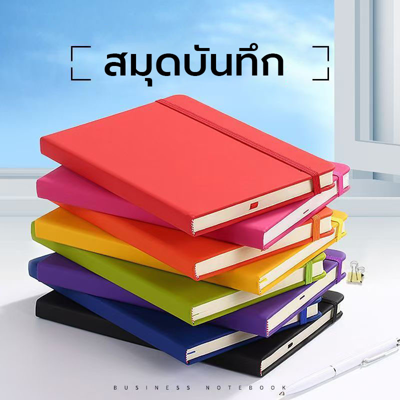 สมุดโน๊ต สมุดมีเส้น A5 A6 โน๊ตบุ๊คธุรกิจโน๊ตบุ๊ควิทยาลัย ยางยืดผูกกระเป๋าด้านในที่คั่นหนังสือริบบิ้น