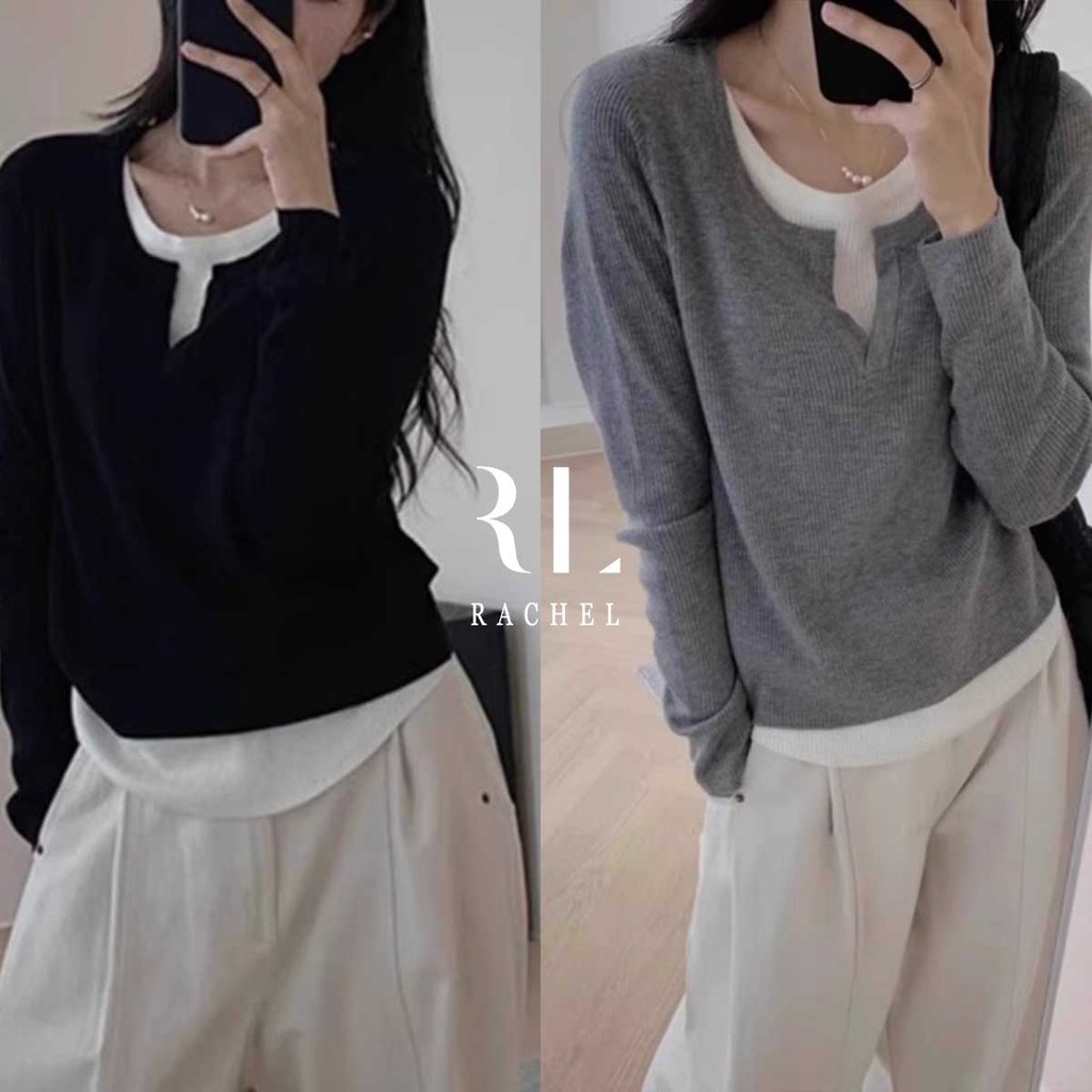 เสื้อแขนยาวสไตล์ฝรั่งเศส ดีไซน์สีสะดุดตา ใส่สบาย