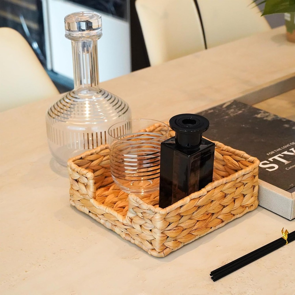 StorageWorks Water Hyacinth Napkin Holder, Wicker Baskets and Serving Tray for Kitchen, Rattan Napkin Holders for Tables ราคา ถูกที่สุด ดีลบีเคเค
