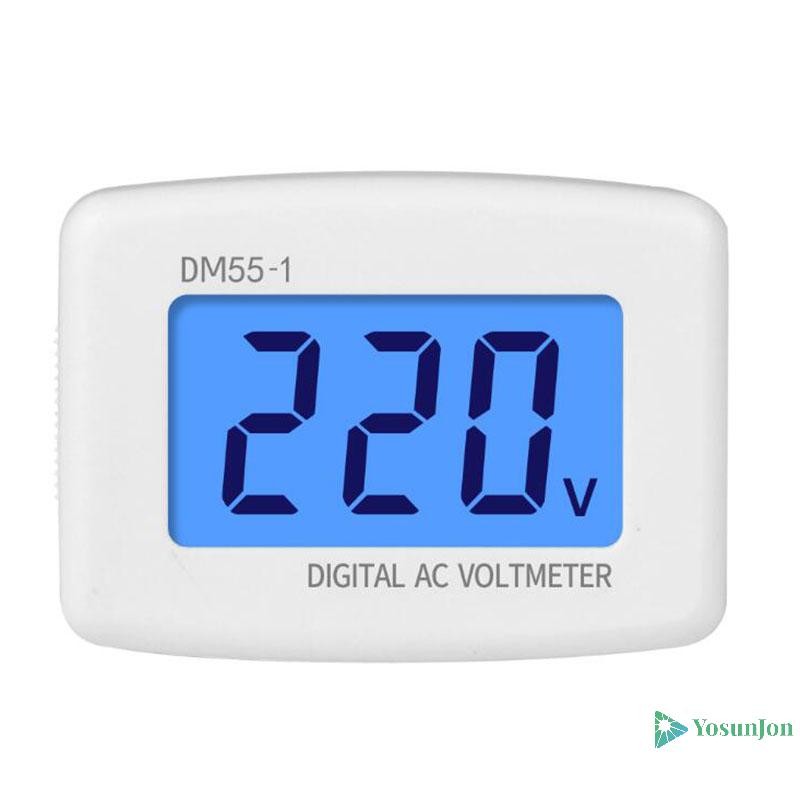Yosunjon] AC 80-300V โวลต์มิเตอร์แบบดิจิตอล EU US Plug DM55-1 ซ็อกเก็ตเครื่องทดสอบแรงดันไฟฟ้าจอแสดงผล LCD ใหม่