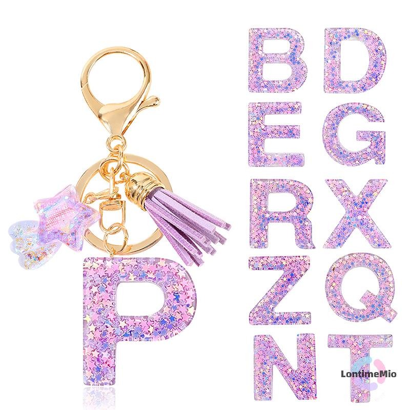 Lontimemio] แฟชั่น DIY AZ ตัวอักษรพวงกุญแจผู้ถือโลหะ Pendent พวงกุญแจผู้หญิงพวงกุญแจรถ Simple Letter ชื่อ Key Party ของขวัญเครื่องประดับใหม่