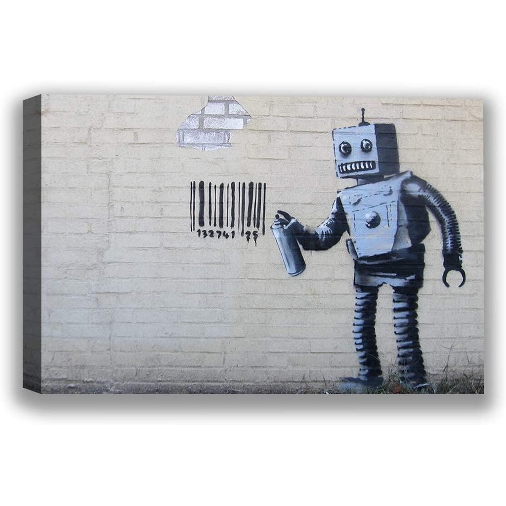 Banksy Canvas Wall Art Robot Home Decor Prints