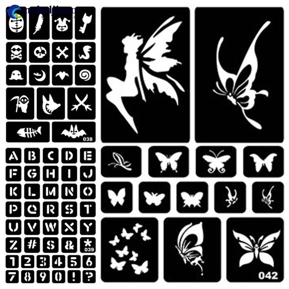 NOBELJIAOO 40 รูปแบบ Hollow Henna Tattoo Stencil Template ใหม่ Body Hand Art วางวาดชั่วคราว Tattoo T