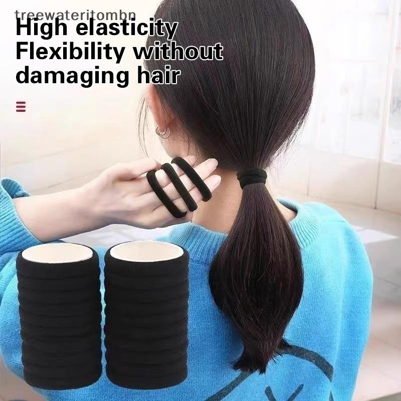 Tt 100 ชิ้นสีดําผมสําหรับหญิงสาว Hairband ยืดหยุ่นสูงยางรัดผมผู้ถือผมหางม้า Scrunchies Accessorie mbn
