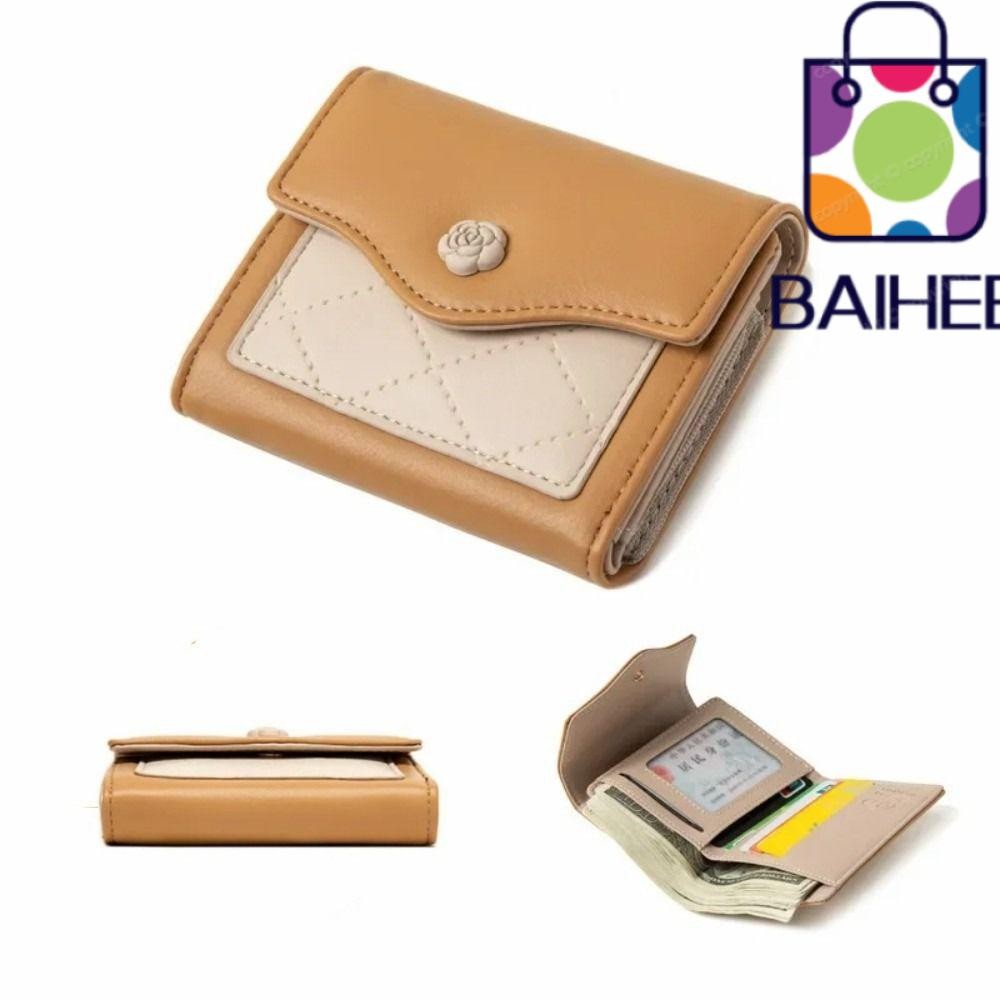 Baihee กระเป๋าสตางค์ ใบสั้น หนัง PU น้ําหนักเบา แต่งหัวเข็มขัด สําหรับผู้หญิง