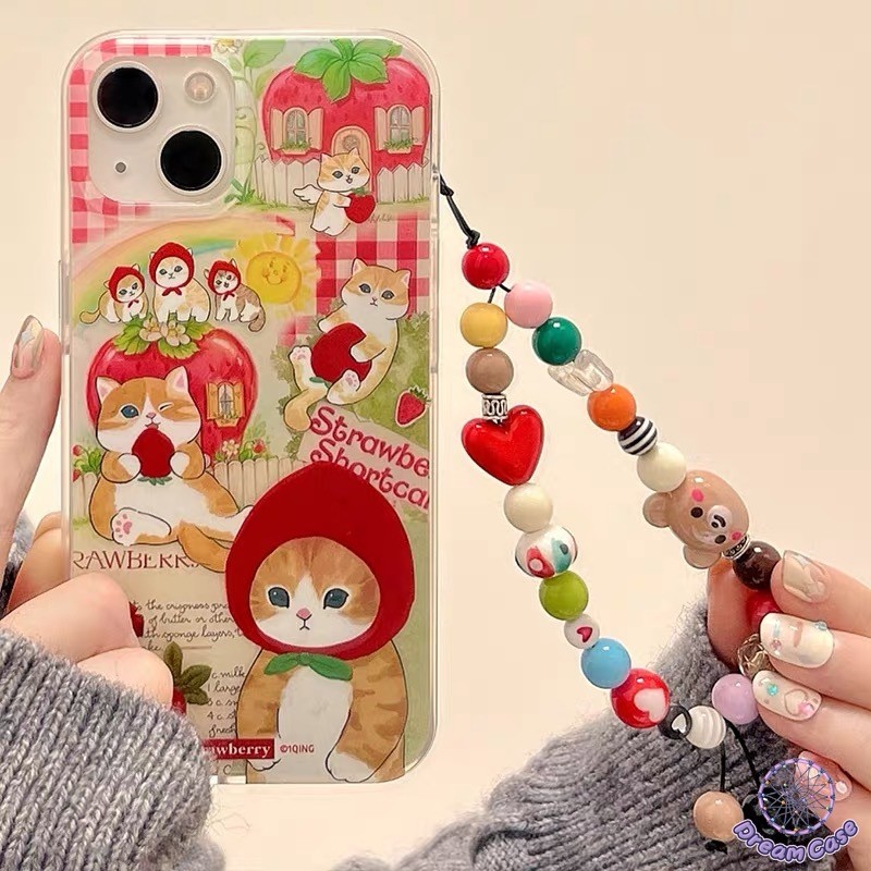 การ์ตูนลูกแมวกระต่ายน่ารักสตรอเบอร์รี่นุ่ม เคส Samsung A14 A05 A15 A05s A54 A03 A51 A06 A34 A32 A55 A50 A11 A25 A21s A52