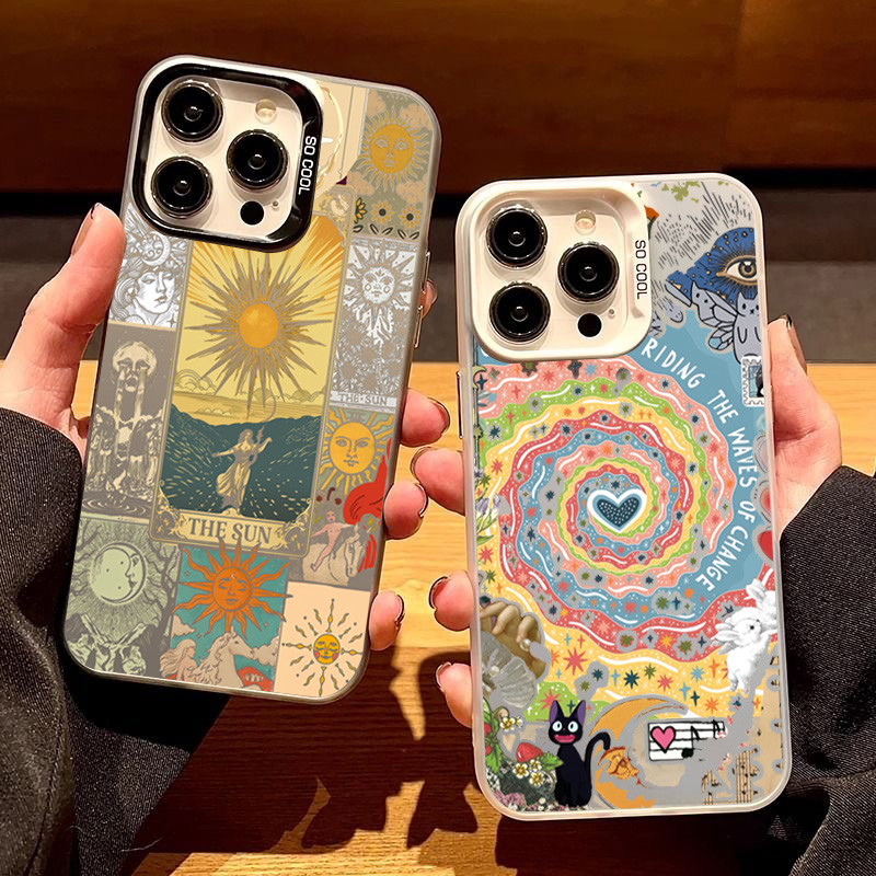 Lucky Sun เทพธิดาสําหรับ Samsung A16 A15 A35 A54 A03 A24 A04 A25 A14 A34 A05 A12 A50 A30S A13 A23 A53 A52 Art Graffiti Sun หรูหราชุบโลหะกันกระแทกปกแข็ง