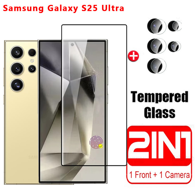 กระจกนิรภัยสําหรับ Samsung S25 Ultra S25 Plus S25Edge S25FE 5G 2025 ป้องกันหน้าจอคลุมทั้งหมดฟิล์มป้องกันโทรศัพท์สําหรับ SamsungS25Ultra S25Plus S25 + S25 Edge เลนส์กล้อง