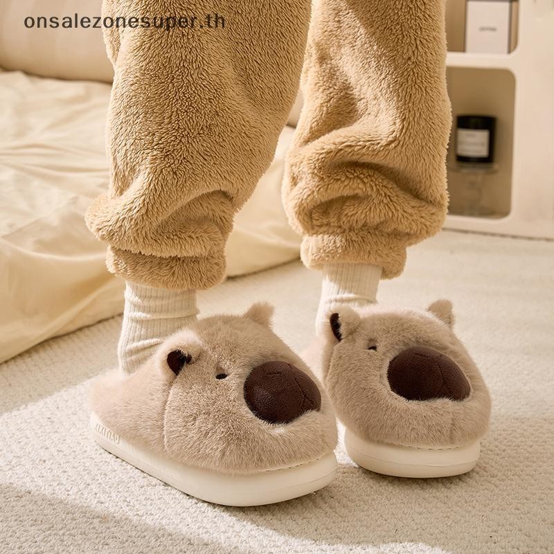Ons Plush Capybara รองเท้าแตะรองเท้าแตะปิดนิ้วเท้าน่ารัก Slip-on House รองเท้าสบาย Furry เดินรองเท้าลื่นสําหรับห้องนอนในร่มที่ - รูปที่ 6