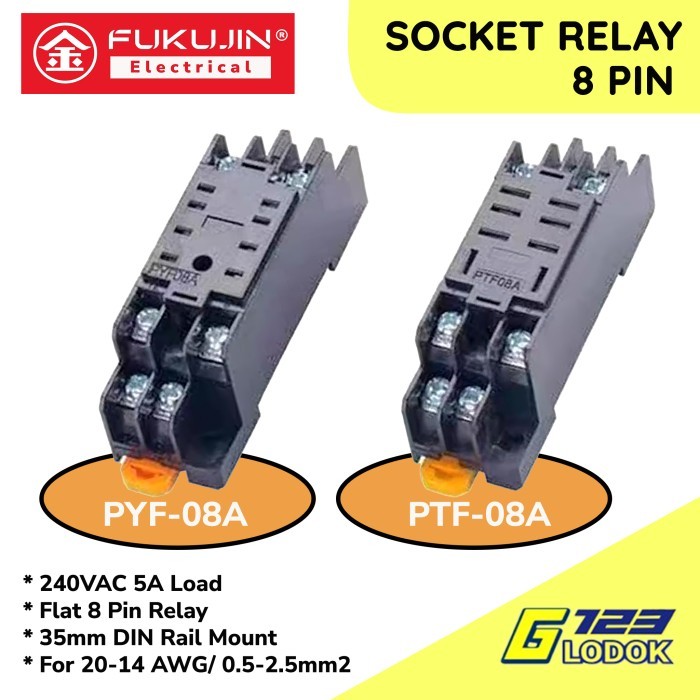 FUKUJIN ซ็อกเก็ตรีเลย์ 8 ขา PYF08A PTF08A MY2 MY2N MY2NJ LY2 LY2N LY2NJ Power Delay Timer H3Y H3Y H3
