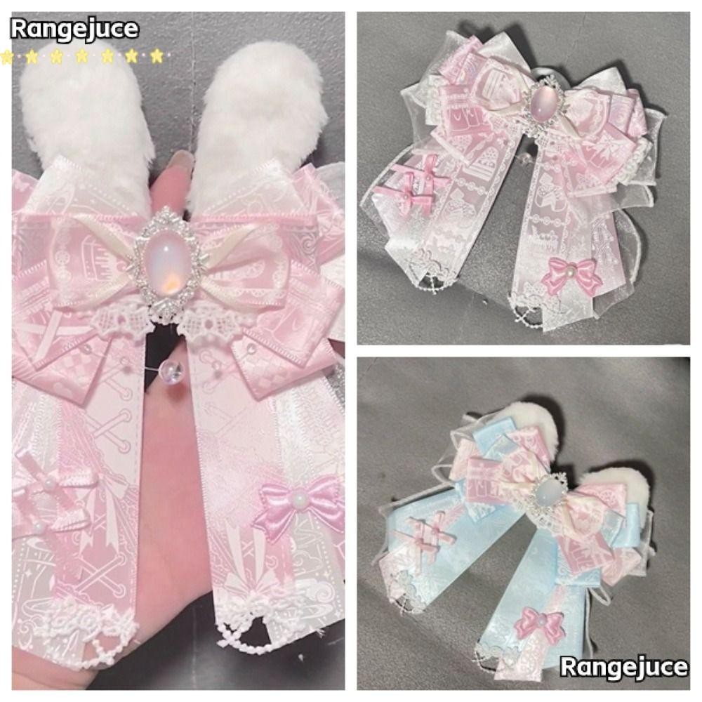 RANGEJUCE เข็มกลัดโบว์ผีเสื้อ, ของขวัญเครื่องประดับทํามือสุภาพสตรี Lolita Tie, แฟชั่นลูกไม้ผ้าไหมริบบิ้นผีเสื้อโบว์ Pin เสื้อกระโปรงอุปกรณ์เสริม