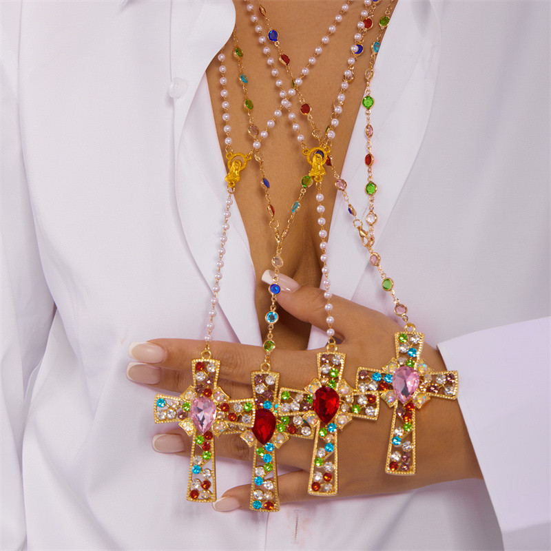 ✨ซู่หยิน | Y2K Vibrant Cross จี้สร้อยคอ Retro Futurism เครื่องประดับสําหรับผู้หญิง Beach to Club Sta