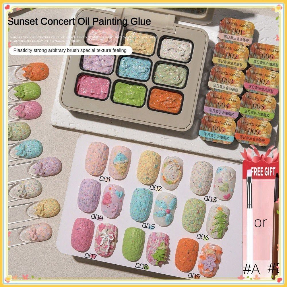 [สินค้าพร้อมจําหน่าย] ชุดเจลทาเล็บ Moda 9 สีสําหรับภาพวาดสีน้ํามัน Sunset Concert non-washing for 3D