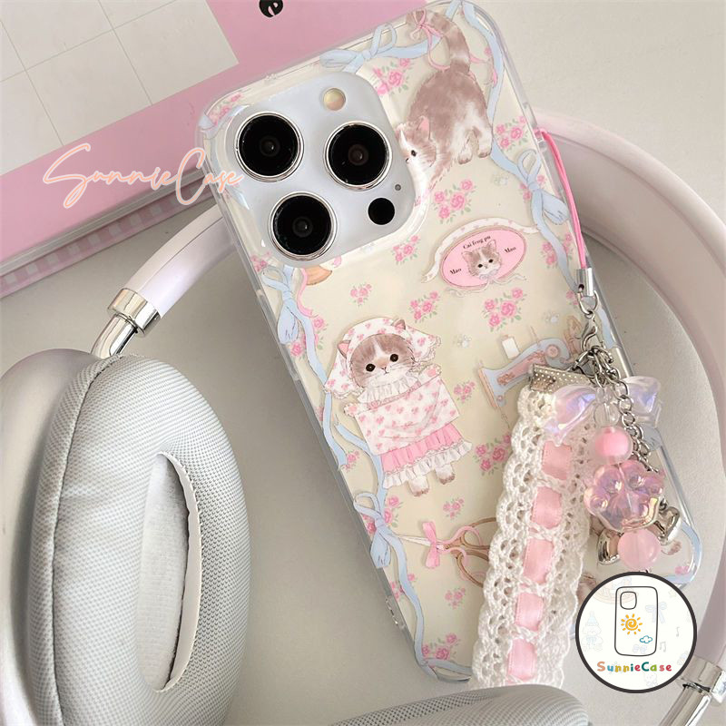 น่ารัก เคสไอโฟน11 สำหรับ IPhone 16 13 12 15 11 14 Pro Max XR X XS 8Plus 7Plus Max 7 8 15 Plus SE แมว เปลือกอ่อนเรียบง่าย