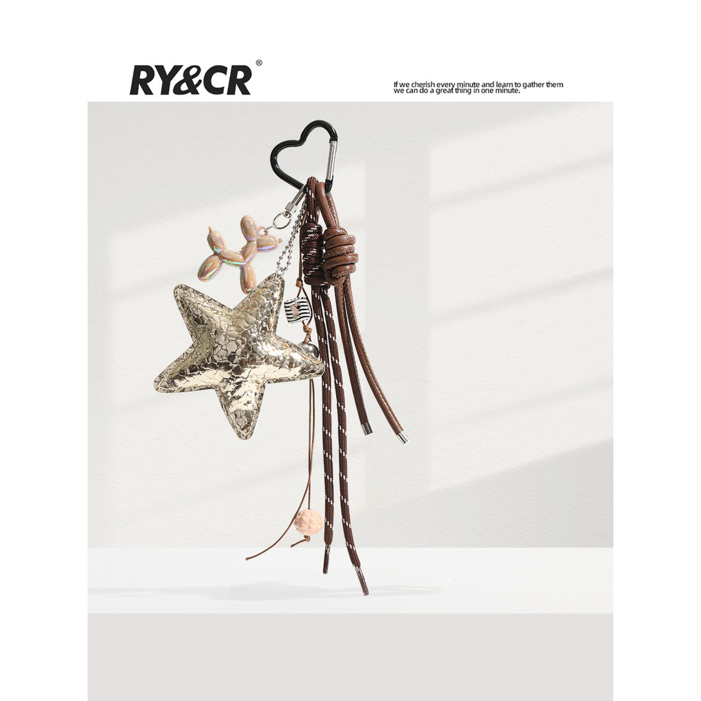 กระเป๋าและพวงกุญแจสไตล์เกาหลี ออกแบบโดยบล็อกเกอร์ แฟชั่นฤดูร้อน ตกแต่งด้วยจี้เงินดาวห้าแฉก และเมโลดี้มิวสตี้ สำหรับผู้หญิง