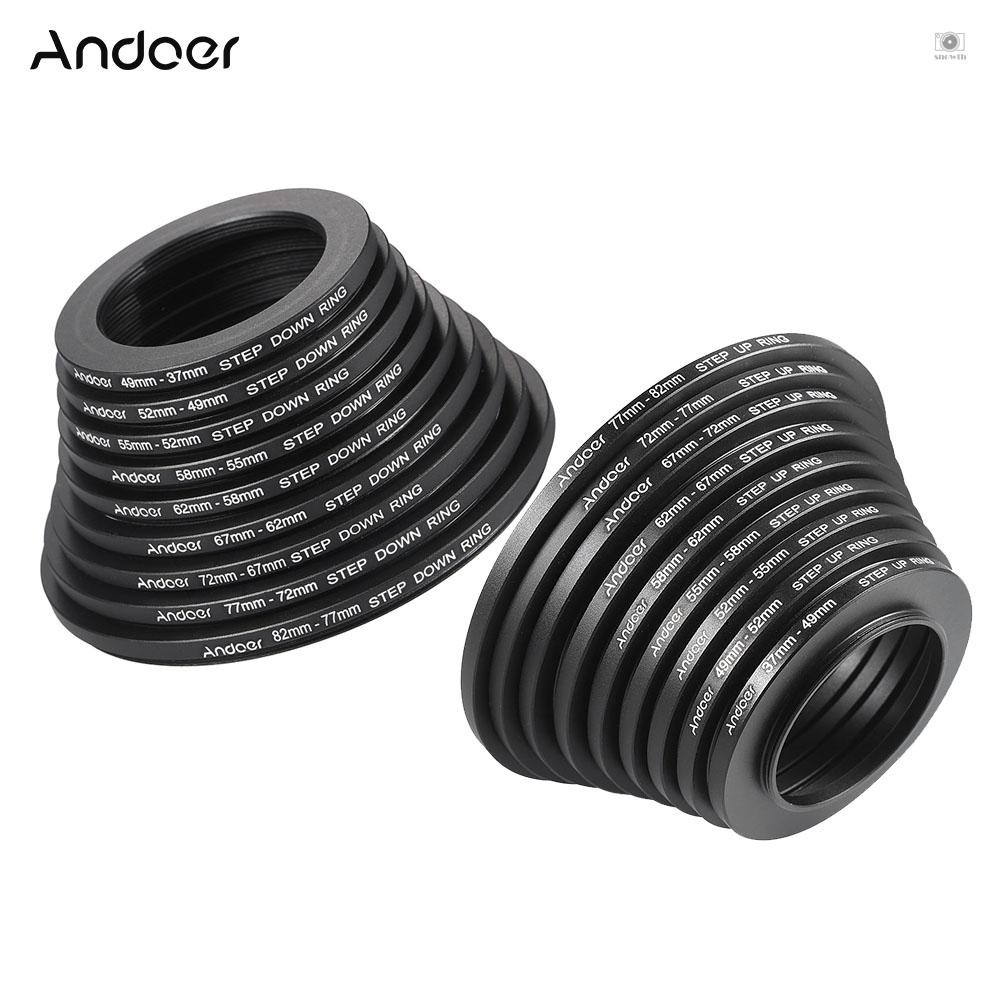 Andoer / Down Adapter Kit 37-49-52-55-58-62-67-72-77-82mm Up Lens Filter Down Lens Filter Metal Up /