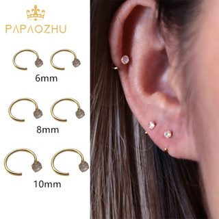 PAPAOZHU ต่างหูเกาหลี 14K Gold คริสตัล Charm Hook สวมใส่ทุกว…