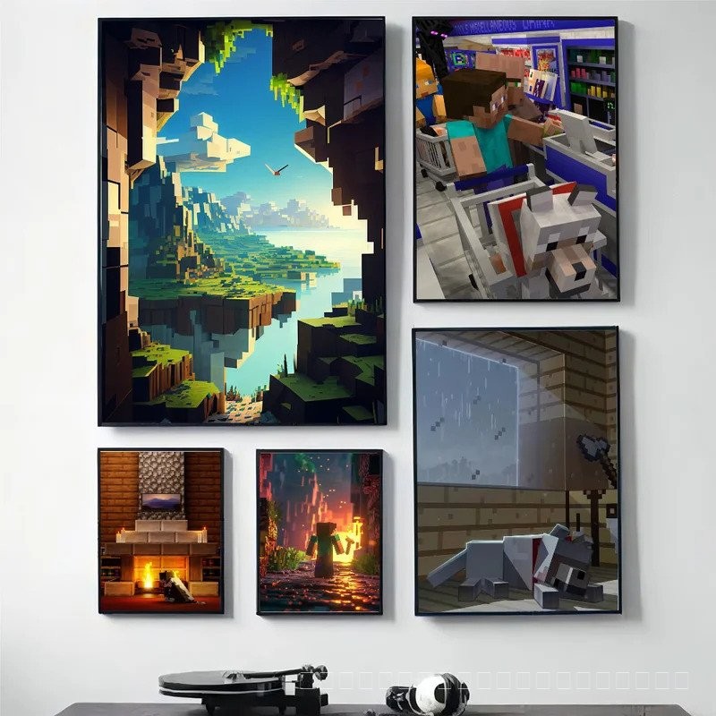 Mc-MinecraftS เกมอะนิเมะโปสเตอร์ HD โปสเตอร์ Home Room Bar Cafe Decor Art Wall ภาพวาดภาพ