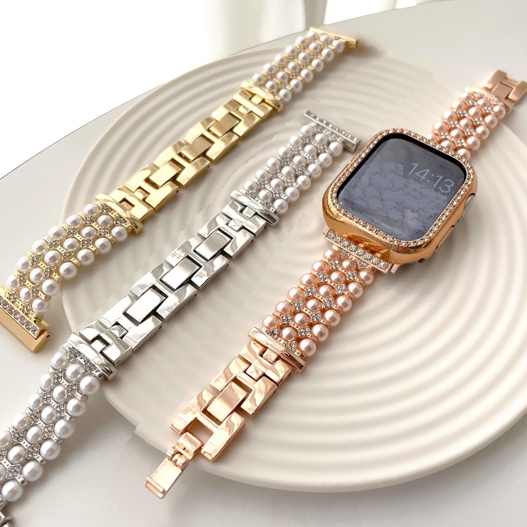 Luxurious Pearl Strap Case For Huawei Watch Fit 4 สาย Bling Huawei Watch Fit 4 Pro สาย Diamond Huawe